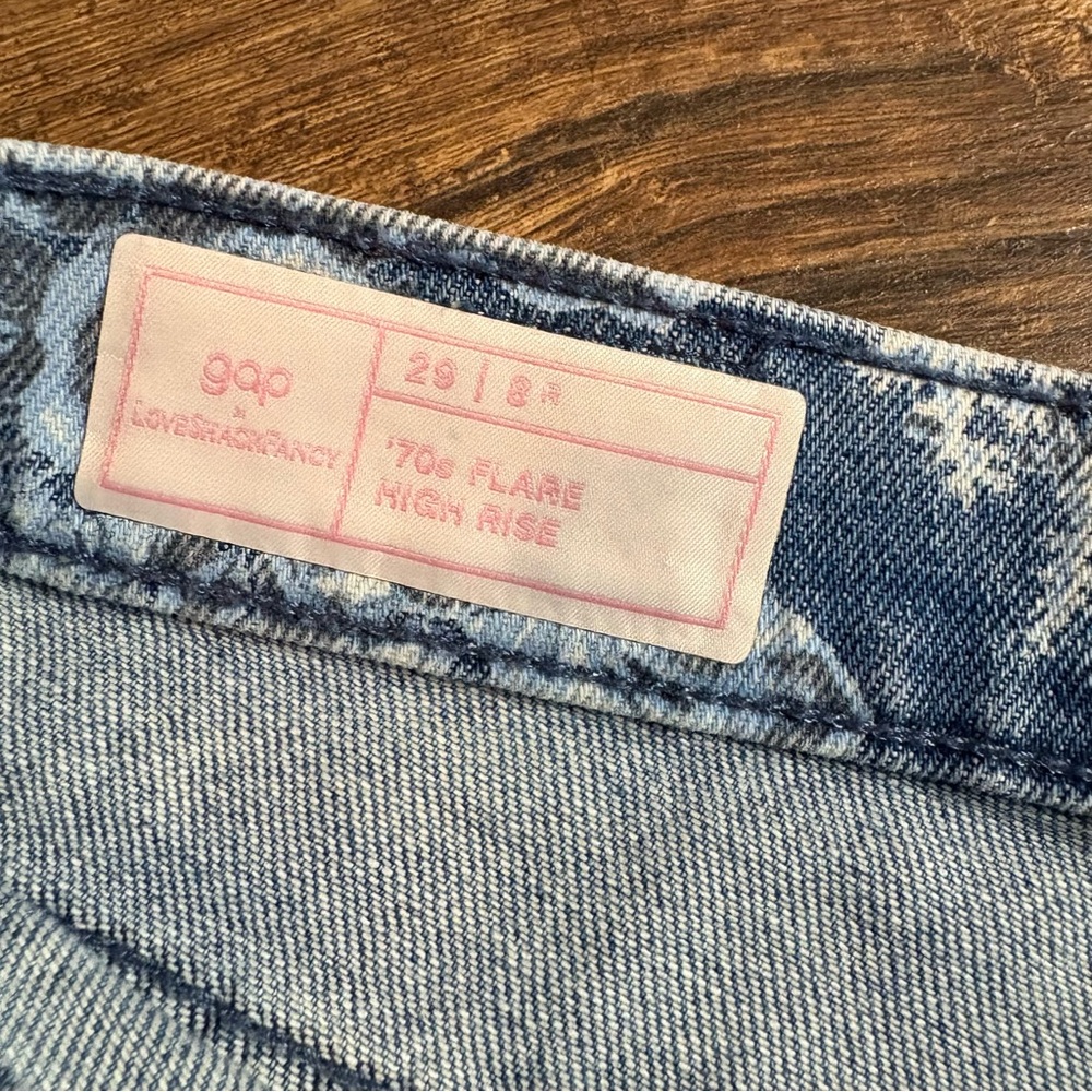 NWOT Love Shack Fancy X Gap 70’s high rise floral flare jeans - Picture 4 of 6